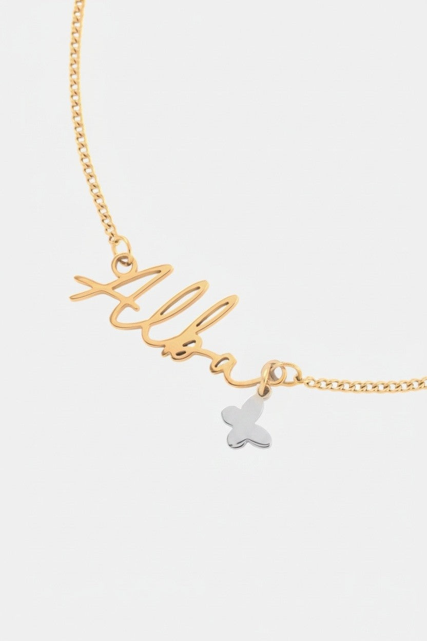 WATERPROOF GOLD CUSTOM NAME AND CHARM NECKLACE