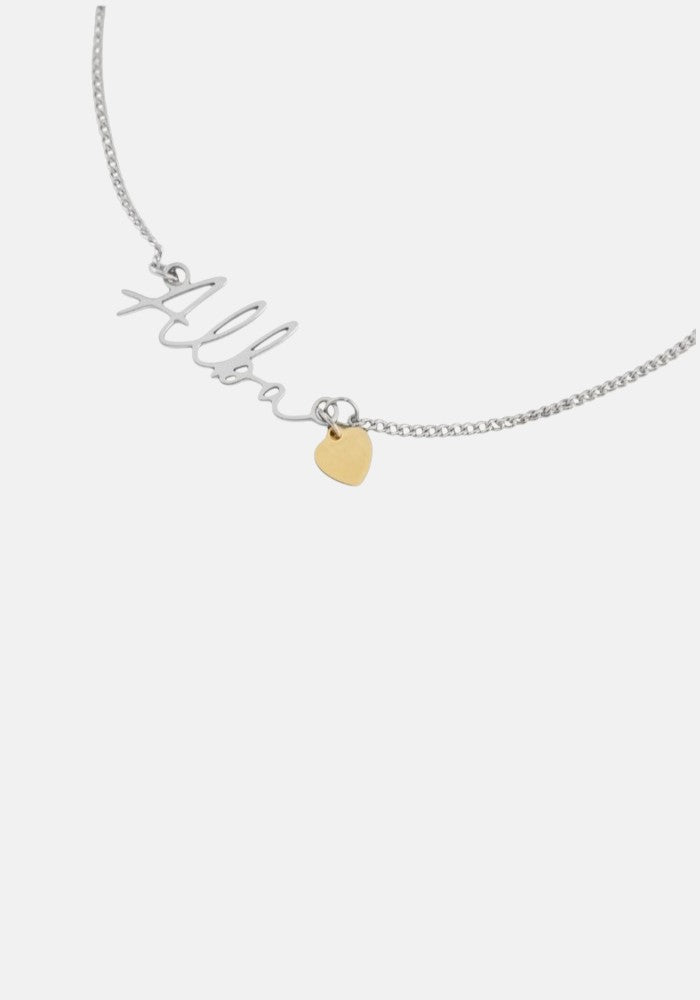 WATERPROOF SILVER CUSTOM NAME AND CHARM NECKLACE