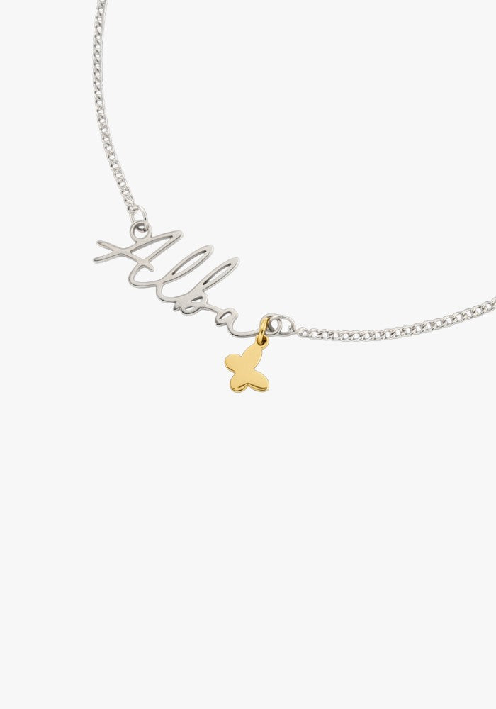 WATERPROOF SILVER CUSTOM NAME AND CHARM NECKLACE