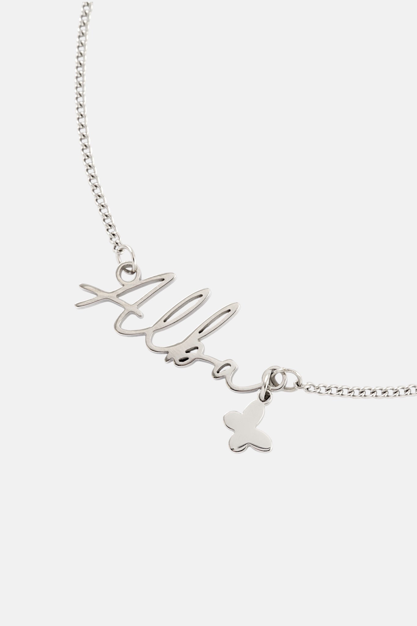 WATERPROOF SILVER CUSTOM NAME AND CHARM NECKLACE