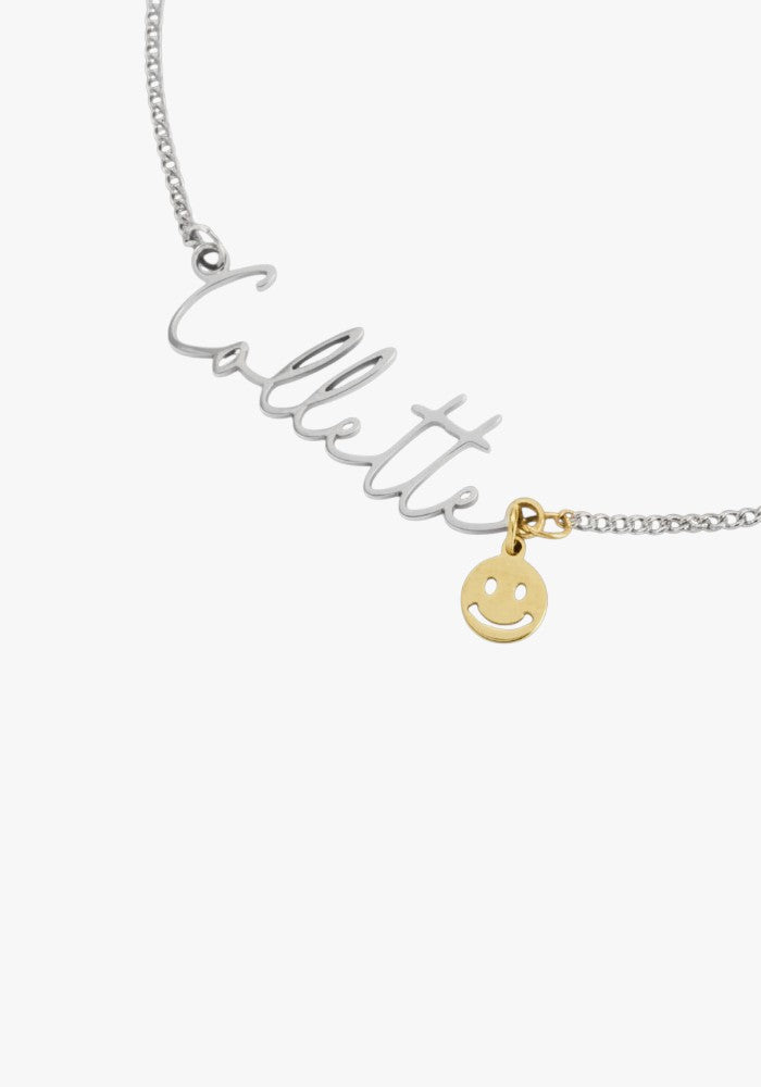 WATERPROOF SILVER CUSTOM NAME AND CHARM NECKLACE