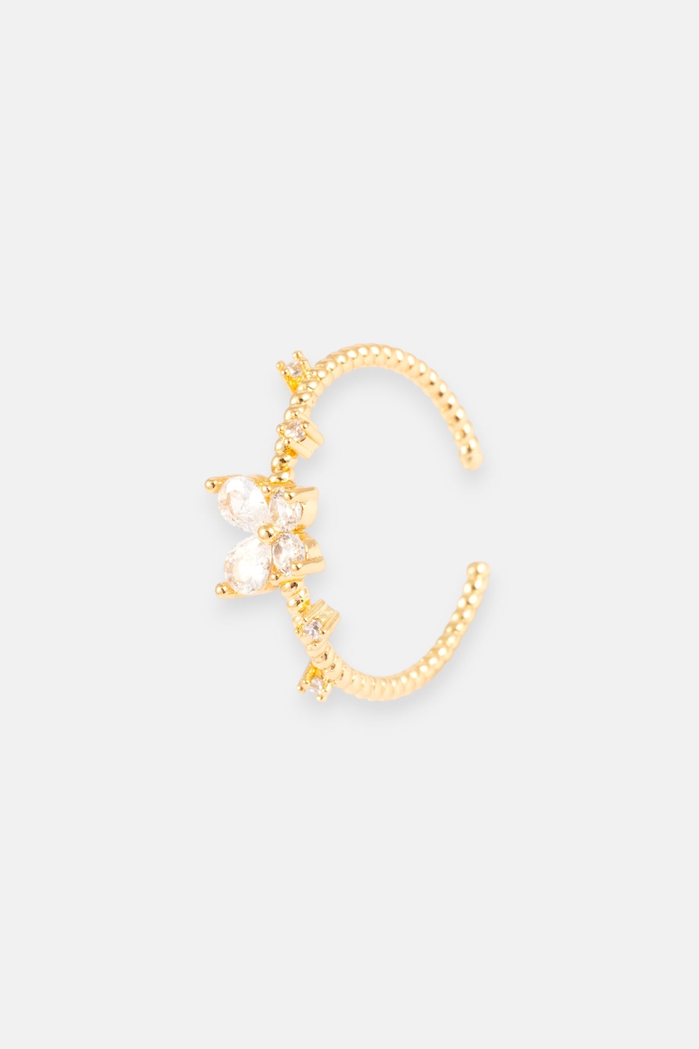 GOLD CUBIC ZIRCONIA BUTTERFLY ADJUSTABLE RING