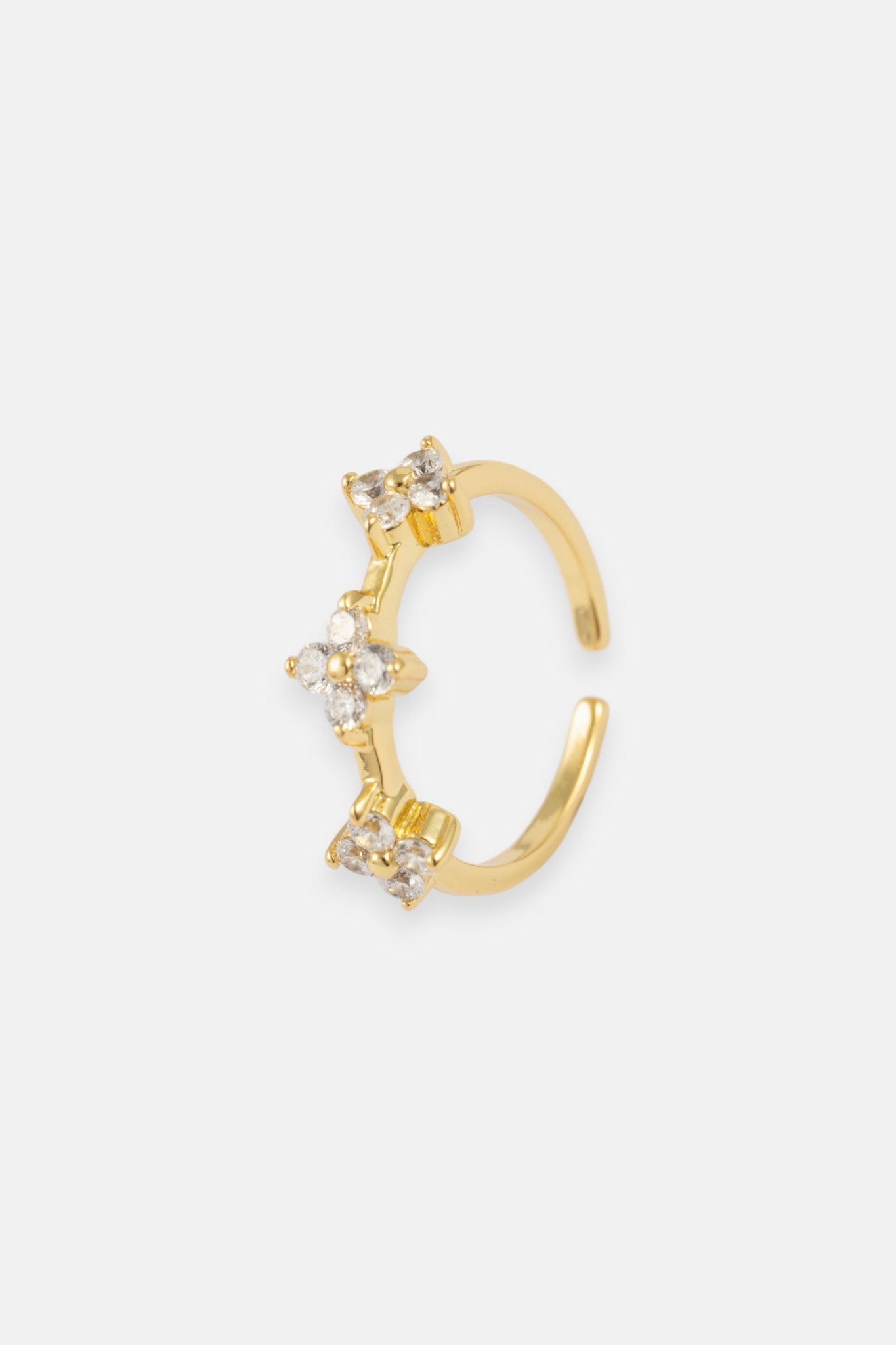 GOLD CZ FLOWER STATION ADJUSTABLE RING