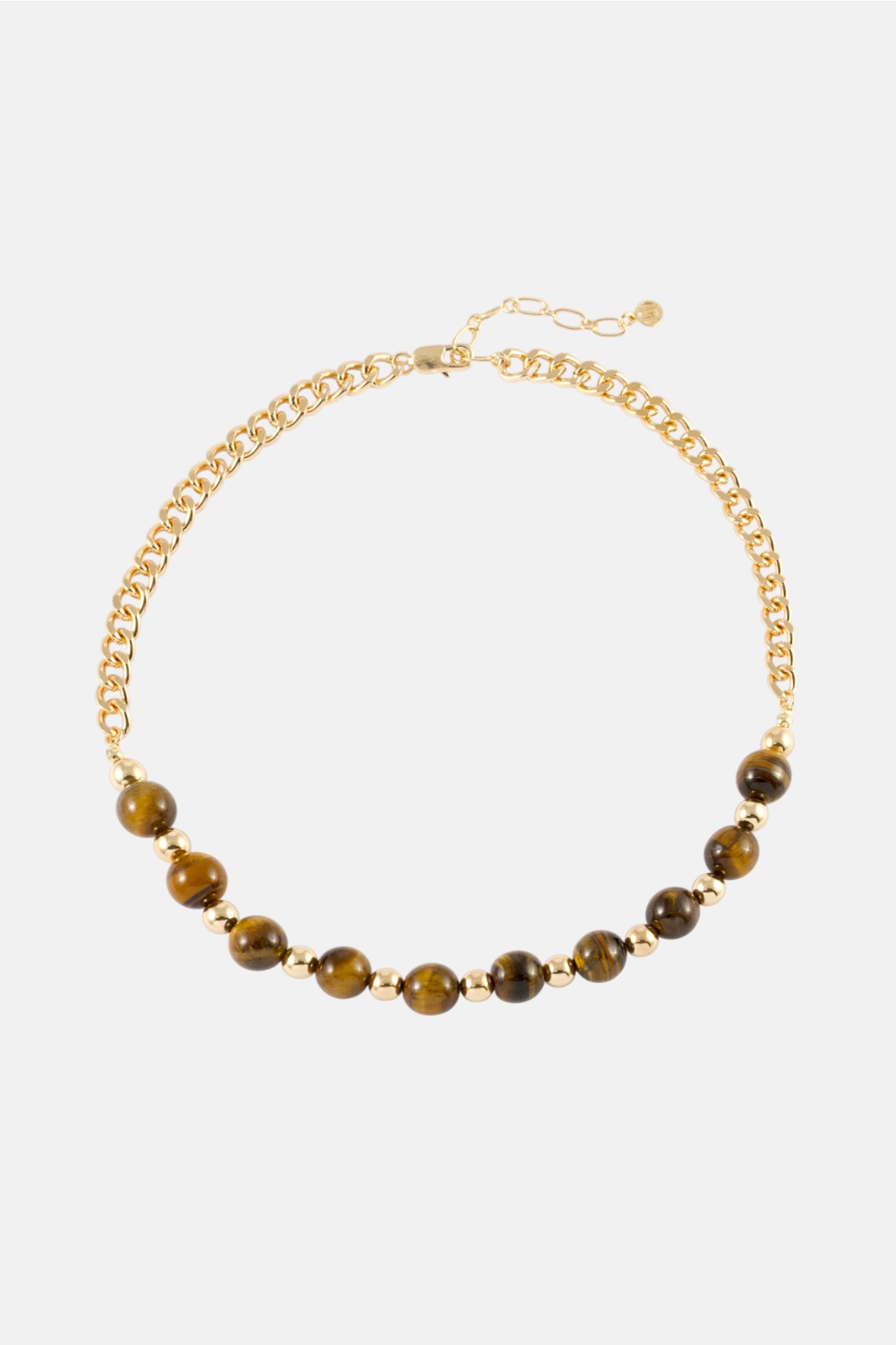 GOLD BROWN BEADED BALLTIGERS EYE NECKLACE