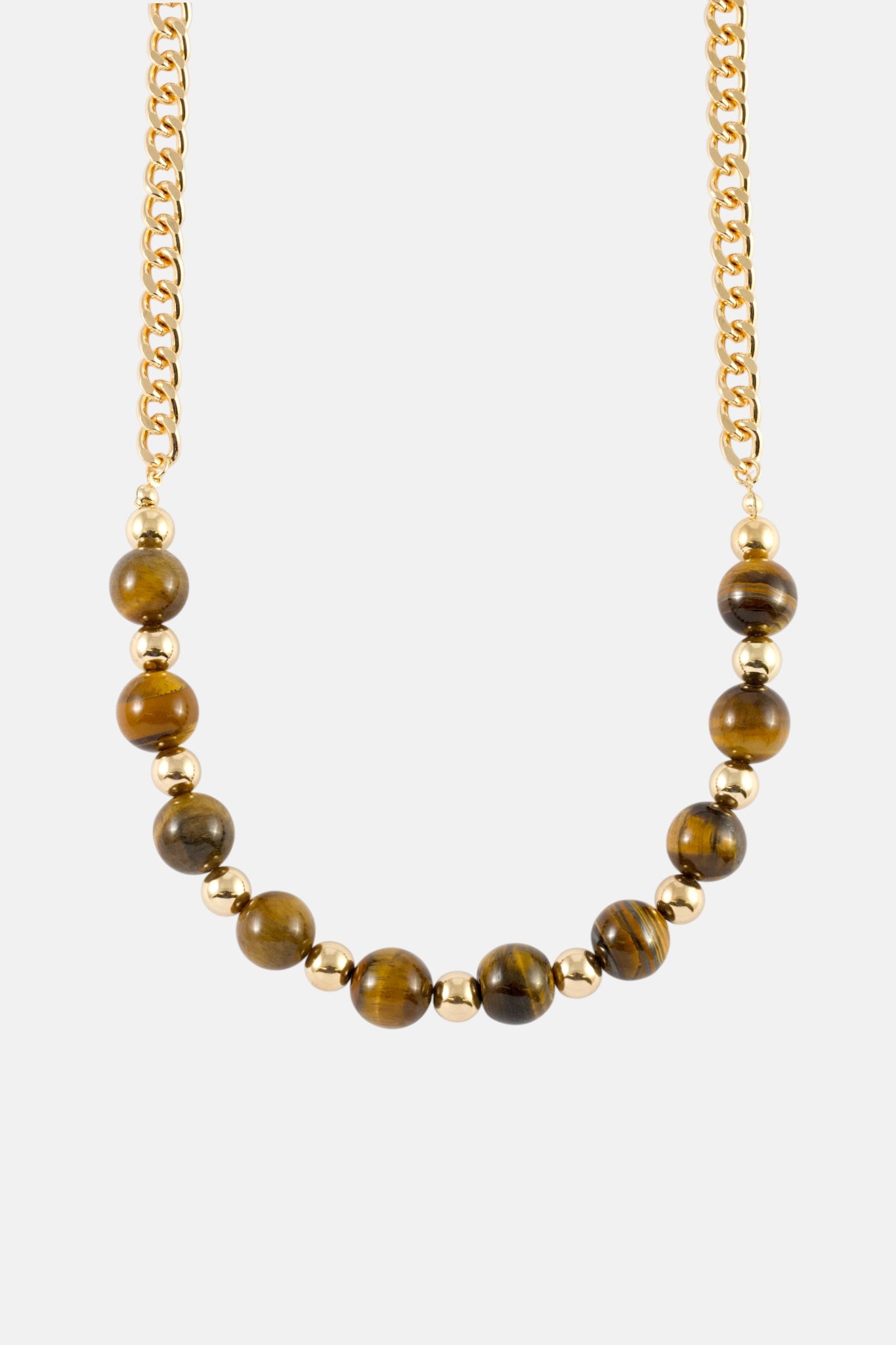 GOLD BROWN BEADED BALLTIGERS EYE NECKLACE