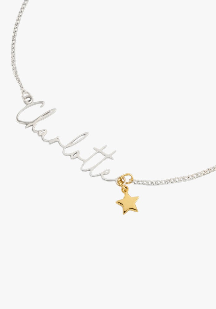 WATERPROOF SILVER CUSTOM NAME AND CHARM NECKLACE