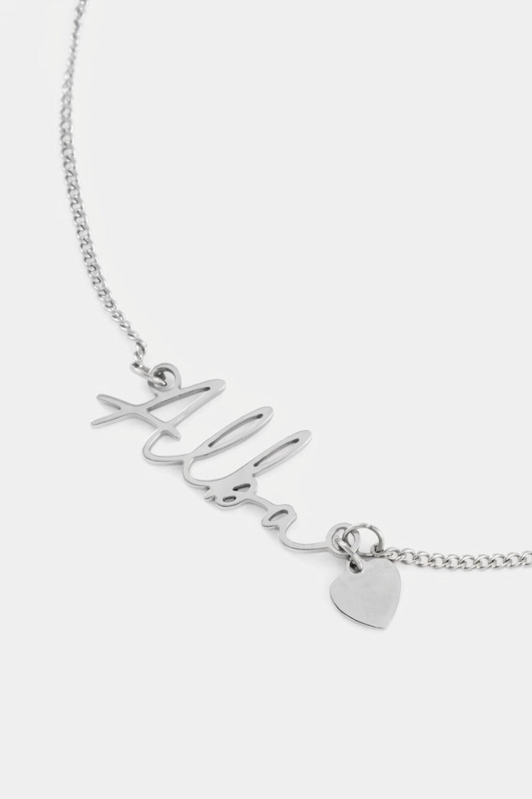 WATERPROOF SILVER CUSTOM NAME AND CHARM NECKLACE