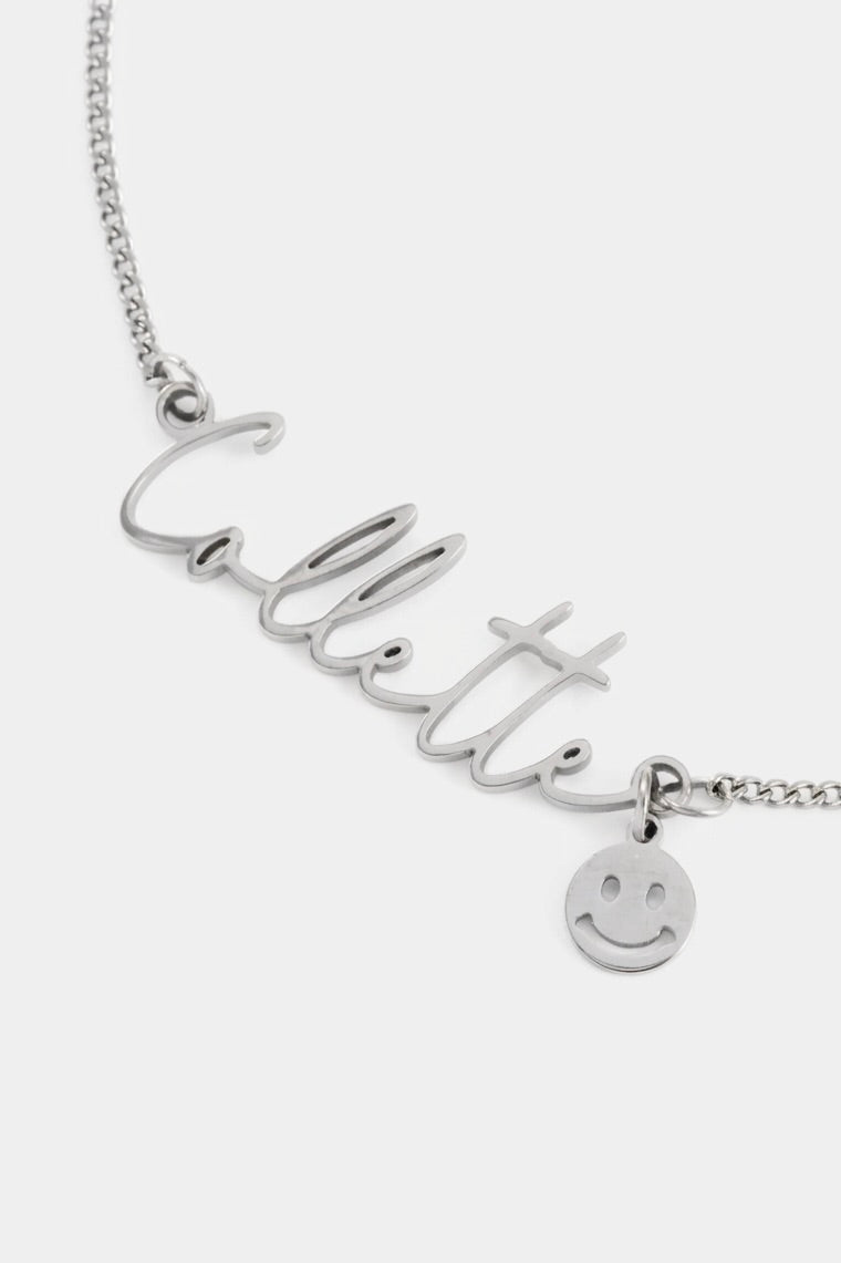 WATERPROOF SILVER CUSTOM NAME AND CHARM NECKLACE