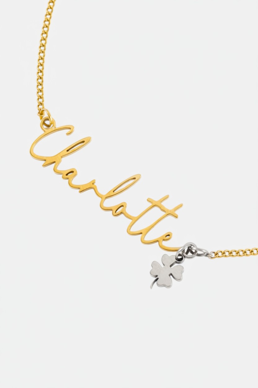 WATERPROOF GOLD CUSTOM NAME AND CHARM NECKLACE